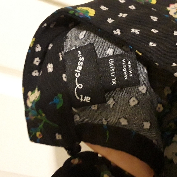 Art Class Floral Long sleeve Ruffle tiered High Neck boho Top Girls XL Women S - Picture 12 of 14